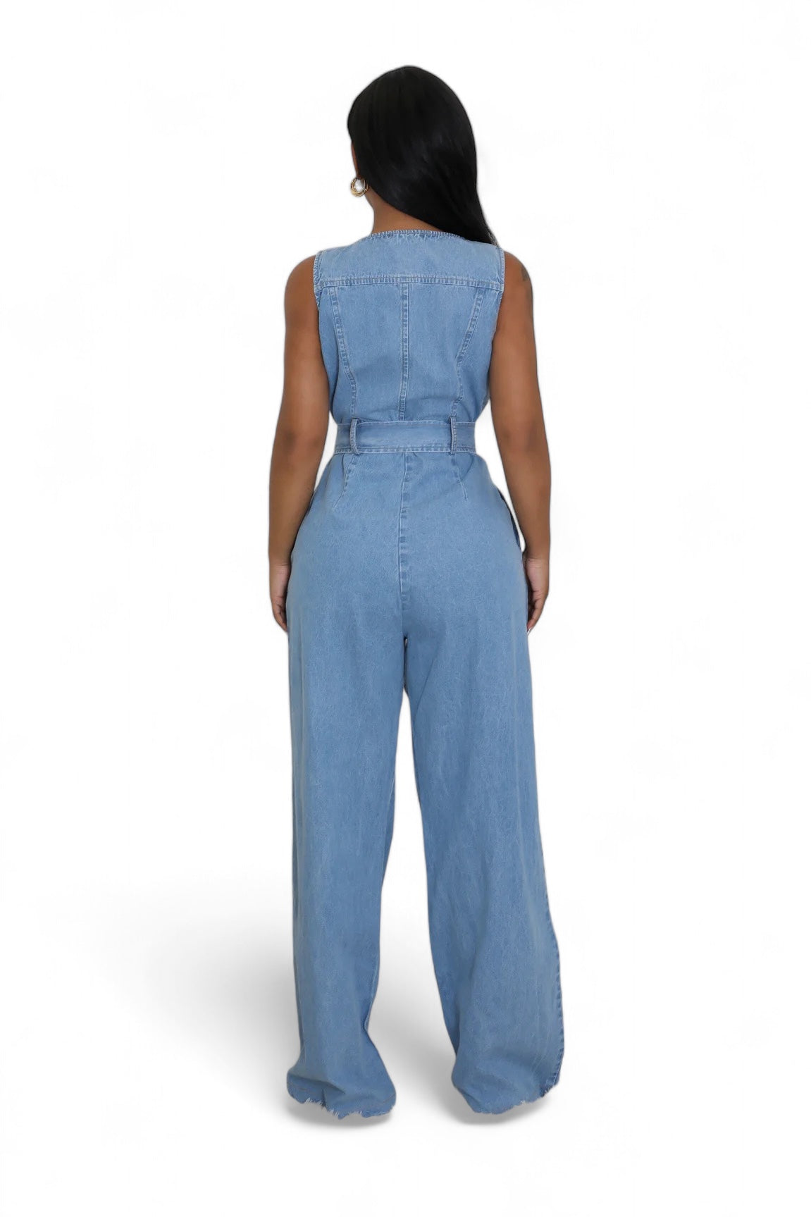 Denim Zipper Wide-Leg Jumpsuit