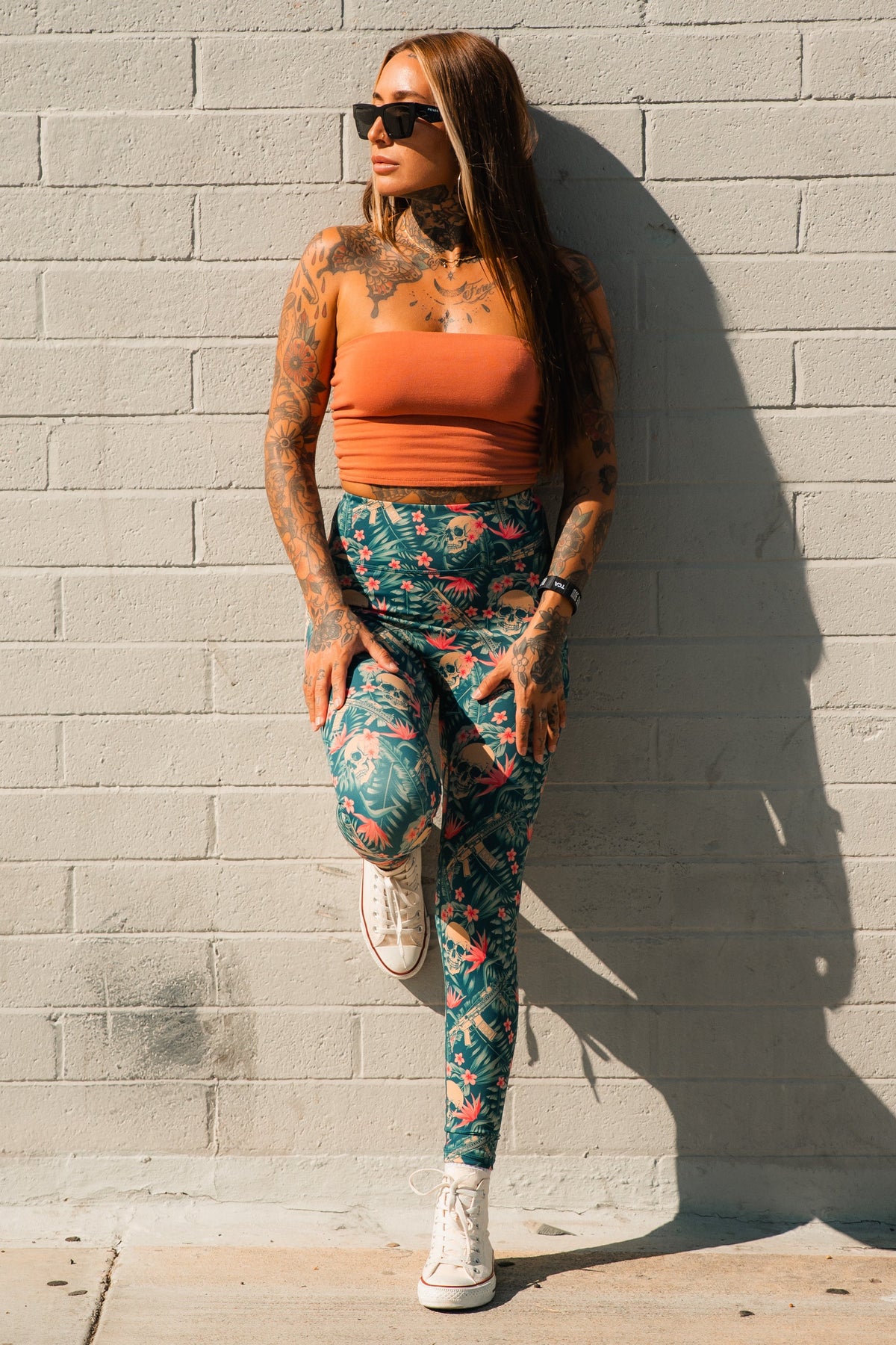 Aloha AR Tropical Skull High-Rise Leggings