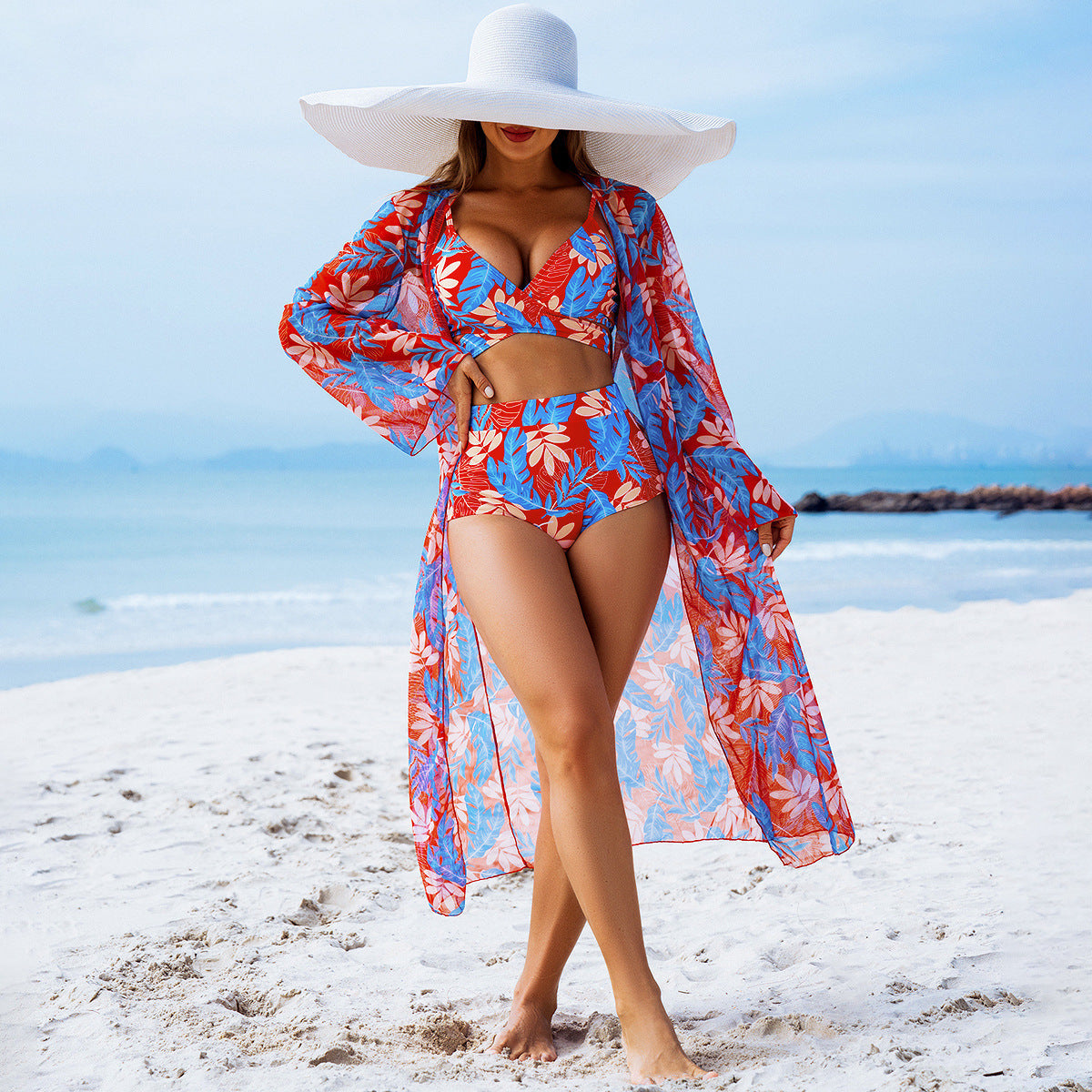 Print Bikini Three-Piece Set | Women's Padded Swimwear S–XXL