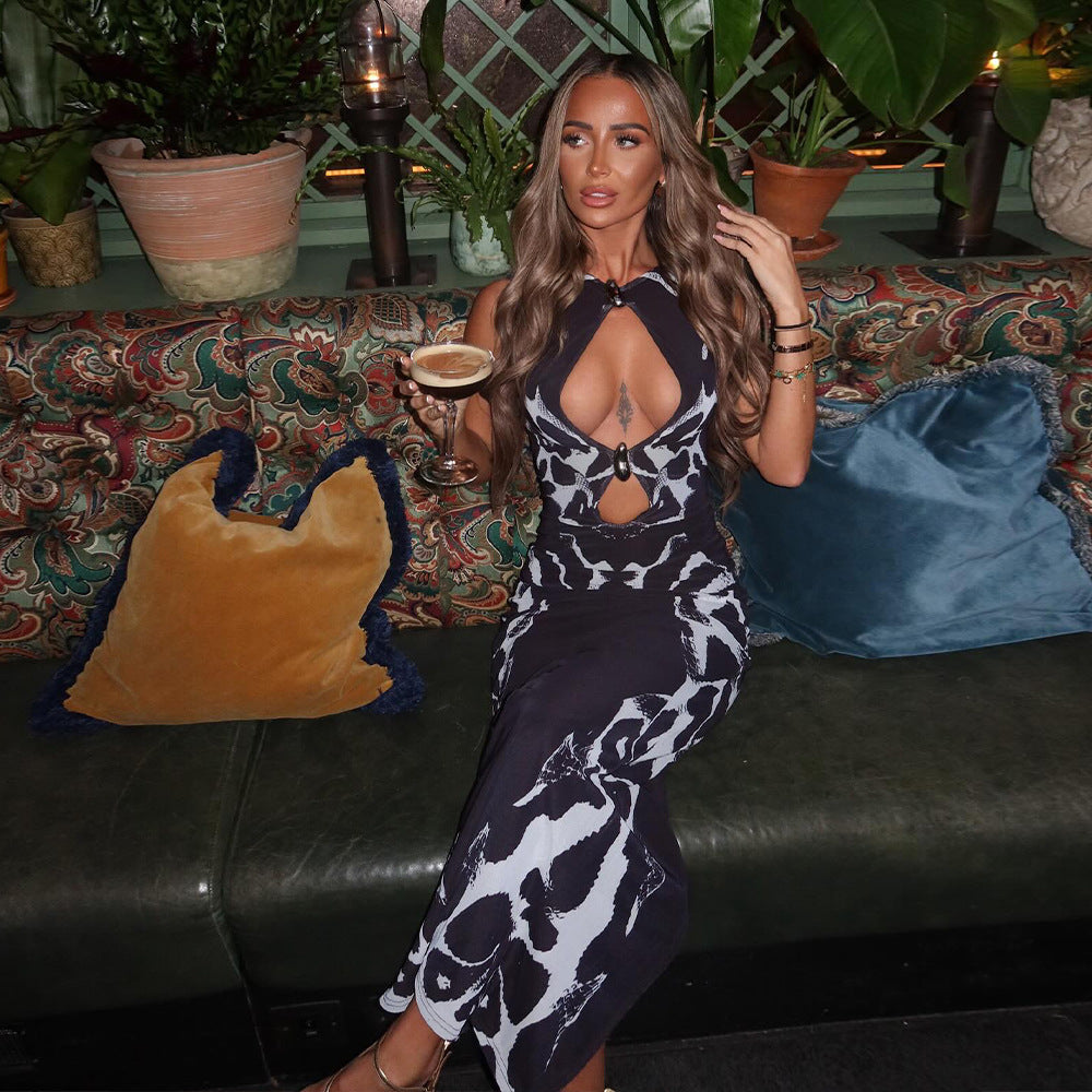 The Wild Contrast Cutout Maxi Dress