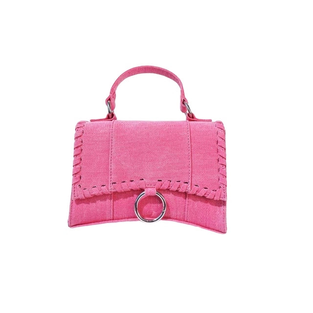 H-Gigi Mini Top Handle Bag | Whipstitch Flap & O-Ring Closure | Pink