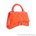 Barbara Quilted Top Handle Flap Bag | Gold O-Ring | Orange