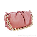 Ruched Cloud Bag with Chunky Gold Chain Strap – Rose
