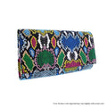 Neon Multi-Color Snake Print Envelope Clutch