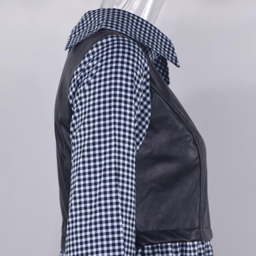 The City Contrast Faux-Leather Panel Shirt Dress