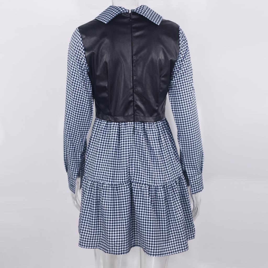 The City Contrast Faux-Leather Panel Shirt Dress