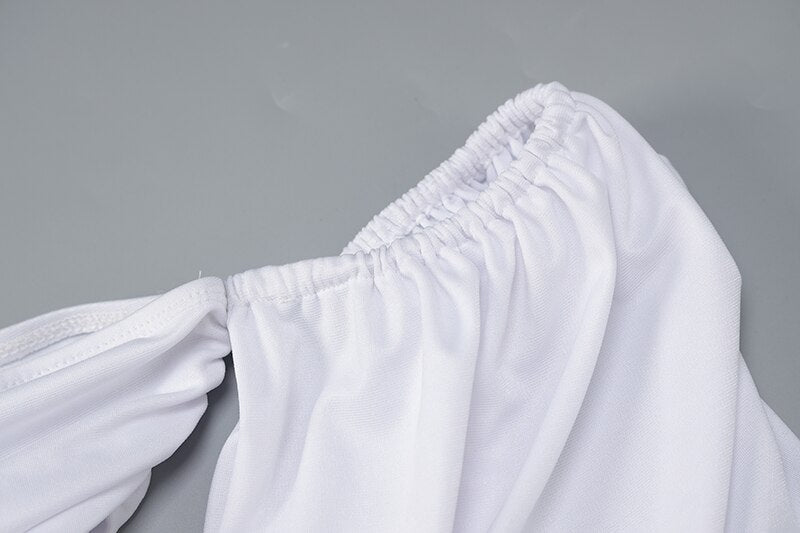 The Off-Shoulder Puff Sleeve Ruched Mini Dress
