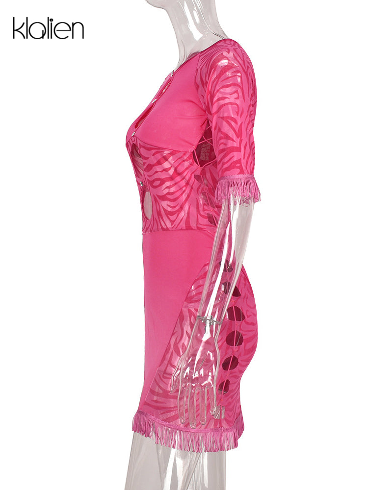The Wild Afterhours Zebra Mesh Mini Dress