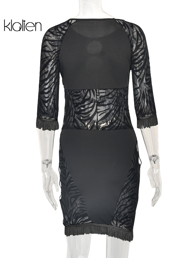 The Wild Afterhours Zebra Mesh Mini Dress