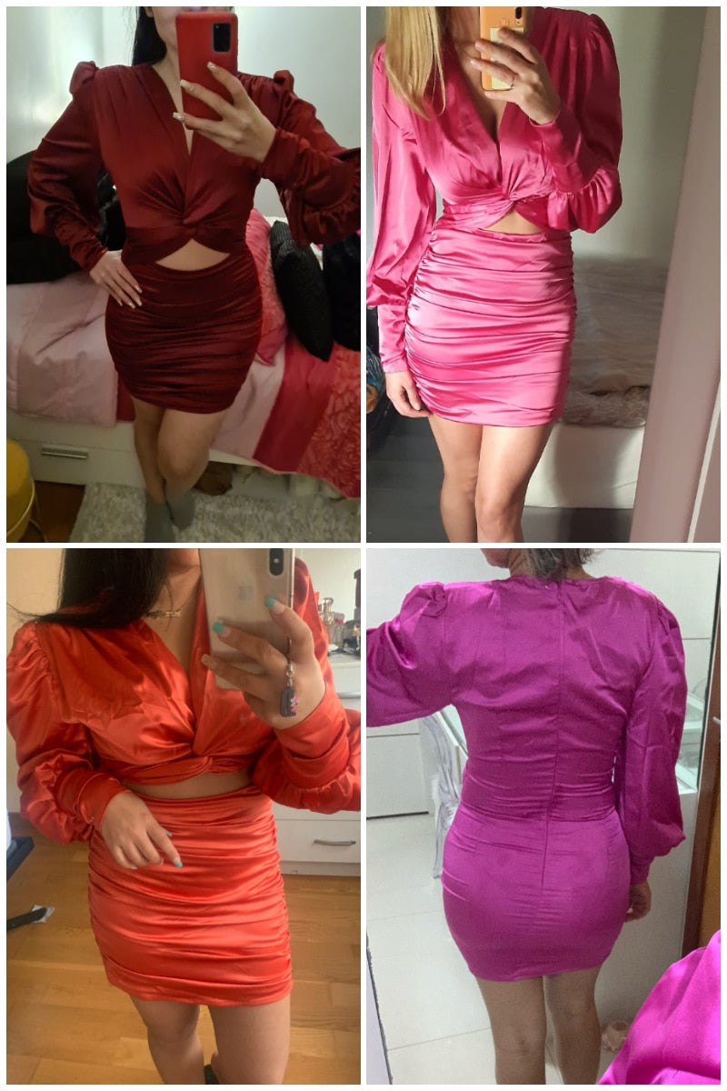 The Twisted Soirée Satin Mini Dress