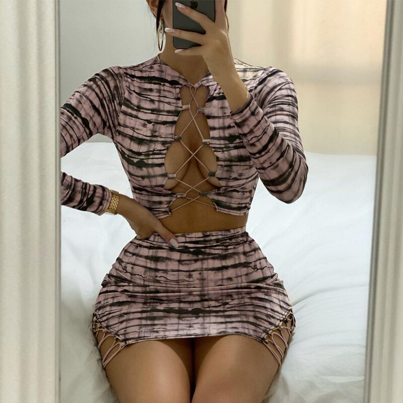 The Apricot Afterhours Lace-Up Skirt Set