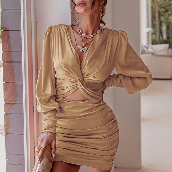 The Twisted Soirée Satin Mini Dress