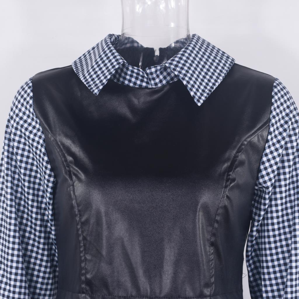 The City Contrast Faux-Leather Panel Shirt Dress