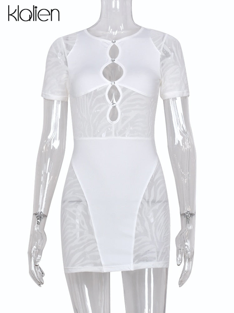 The Wild Afterhours Zebra Mesh Mini Dress