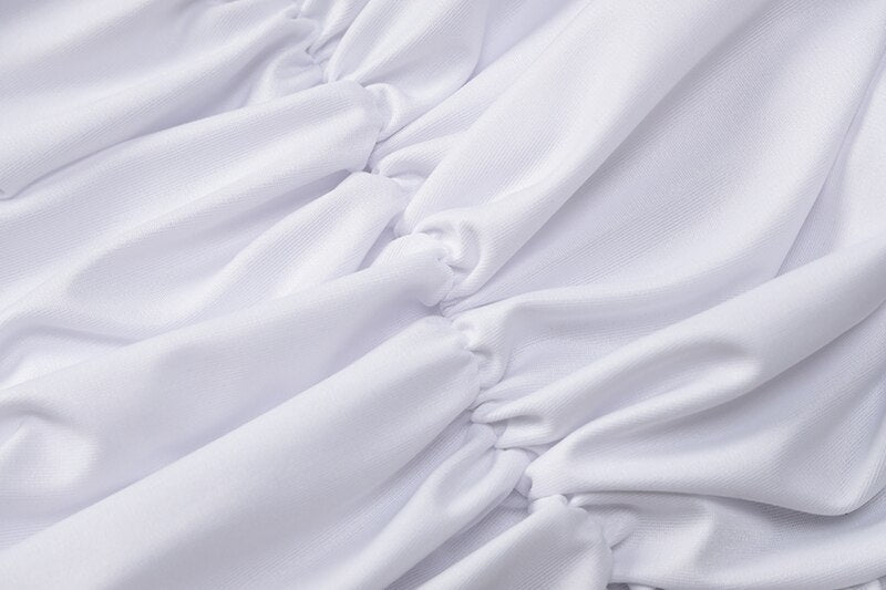 The Off-Shoulder Puff Sleeve Ruched Mini Dress
