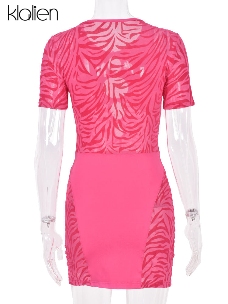 The Wild Afterhours Zebra Mesh Mini Dress