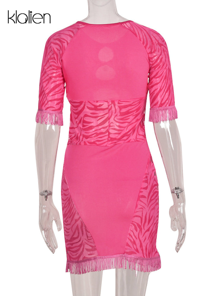 The Wild Afterhours Zebra Mesh Mini Dress
