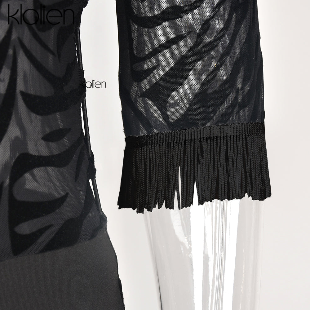 The Wild Afterhours Zebra Mesh Mini Dress