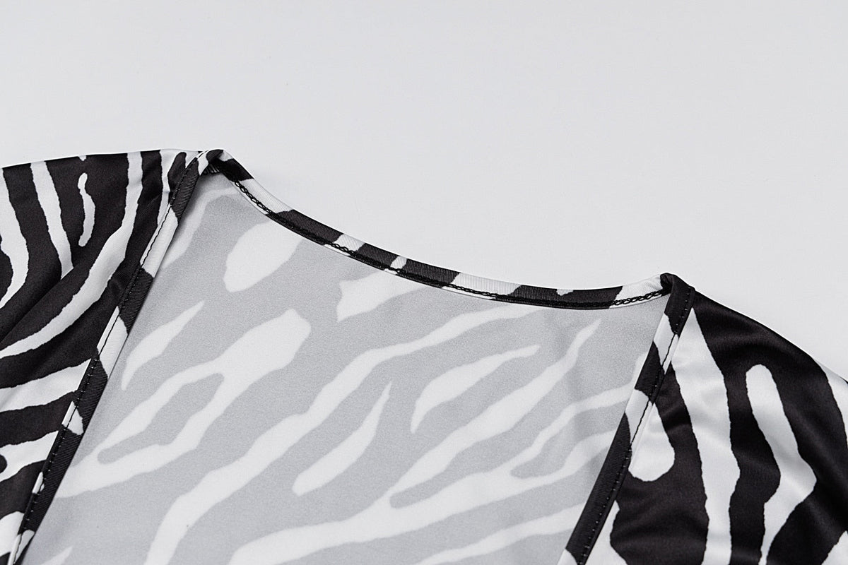The Zebra Social Plunge Mini Dress