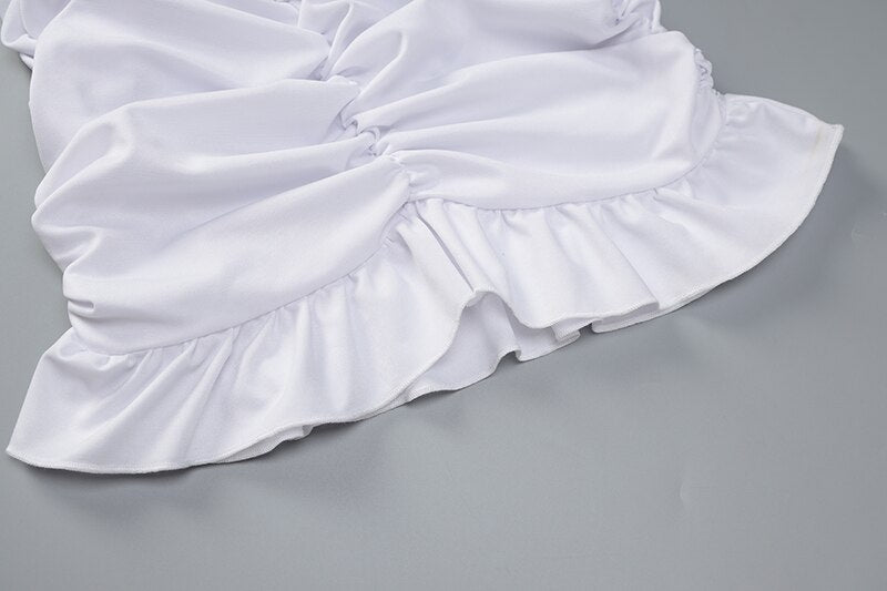 The Off-Shoulder Puff Sleeve Ruched Mini Dress