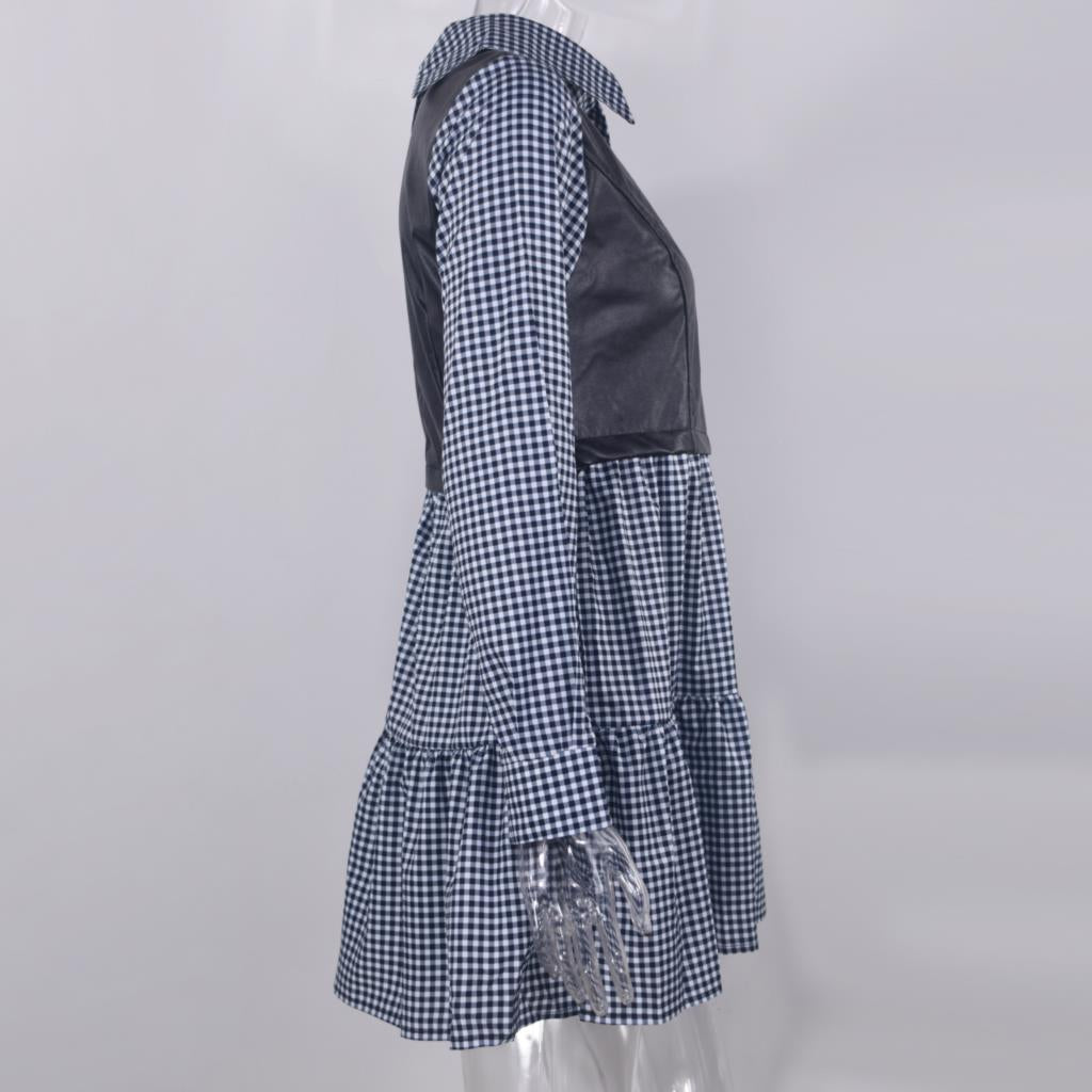 The City Contrast Faux-Leather Panel Shirt Dress