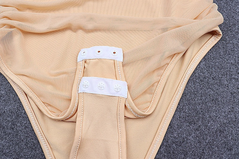 The Ruched Mesh Halter Bodysuit