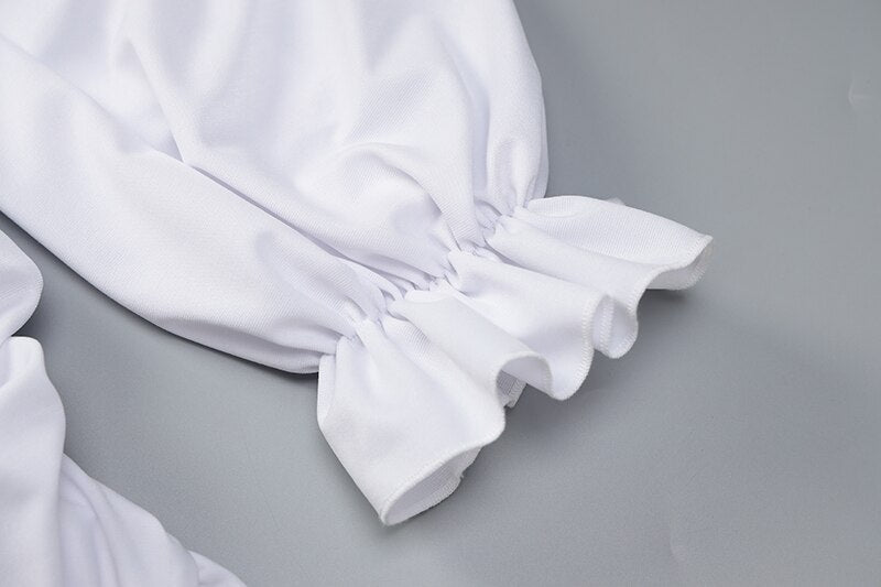 The Off-Shoulder Puff Sleeve Ruched Mini Dress