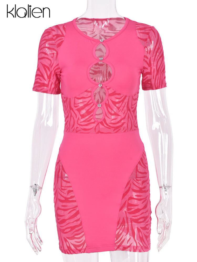 The Wild Afterhours Zebra Mesh Mini Dress