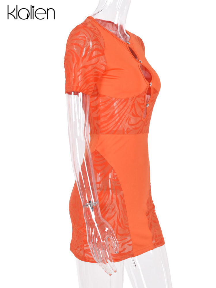 The Wild Afterhours Zebra Mesh Mini Dress
