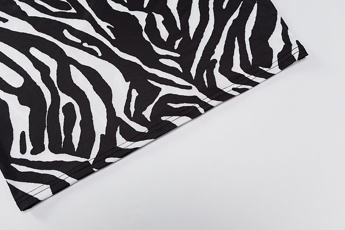 The Zebra Social Plunge Mini Dress