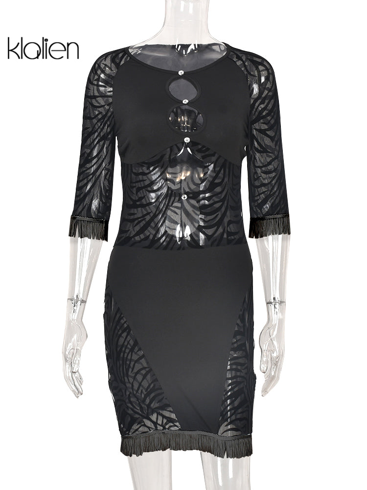 The Wild Afterhours Zebra Mesh Mini Dress