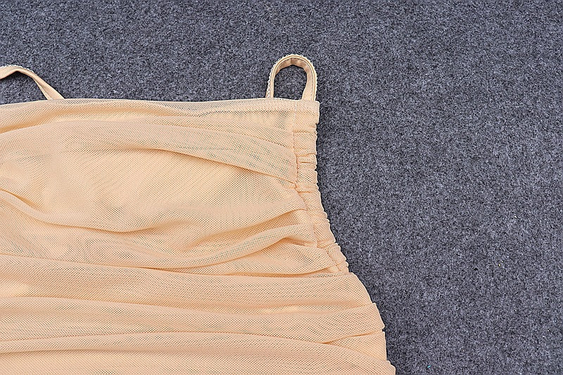 The Ruched Mesh Halter Bodysuit
