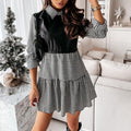 The City Contrast Faux-Leather Panel Shirt Dress