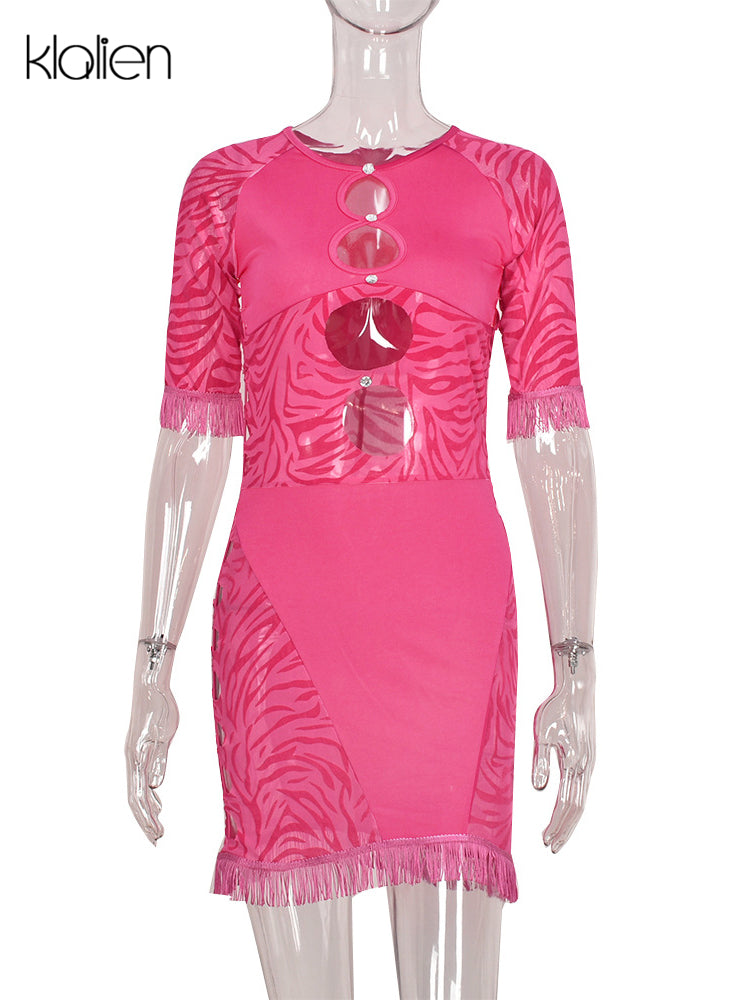 The Wild Afterhours Zebra Mesh Mini Dress