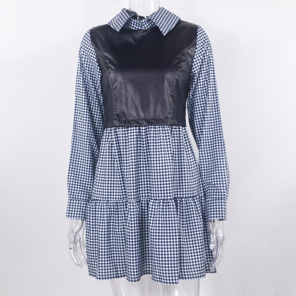 The City Contrast Faux-Leather Panel Shirt Dress