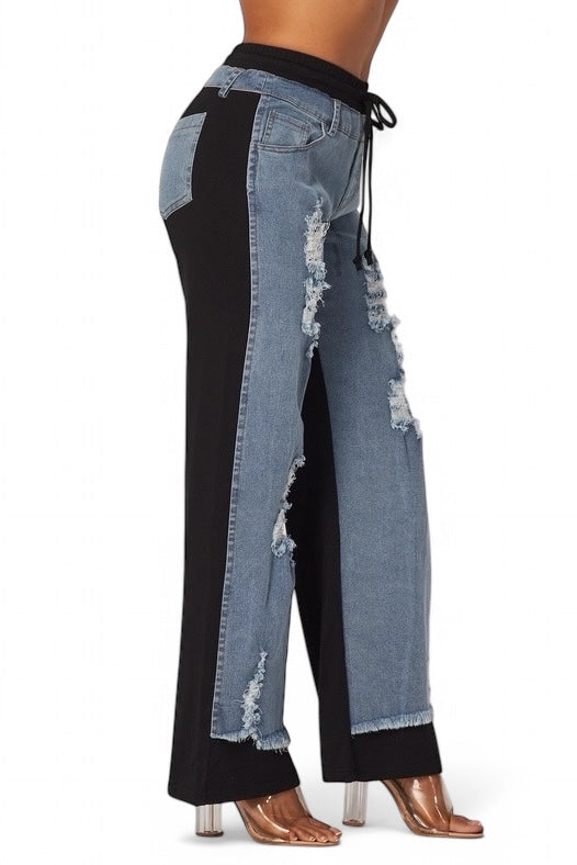 The Runaway Denim-Detail Sweatpants