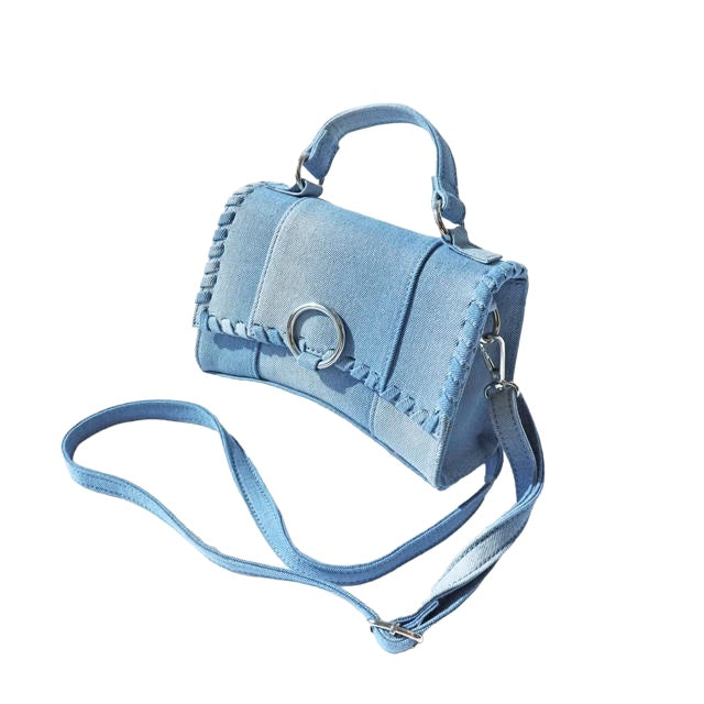 The Gigi Denim-Look Top Handle Bag