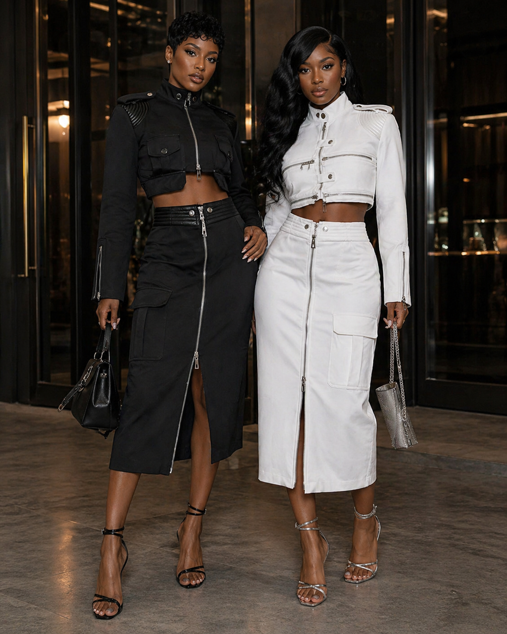 The Downtown Edge Moto Jacket & Cargo Skirt Separates