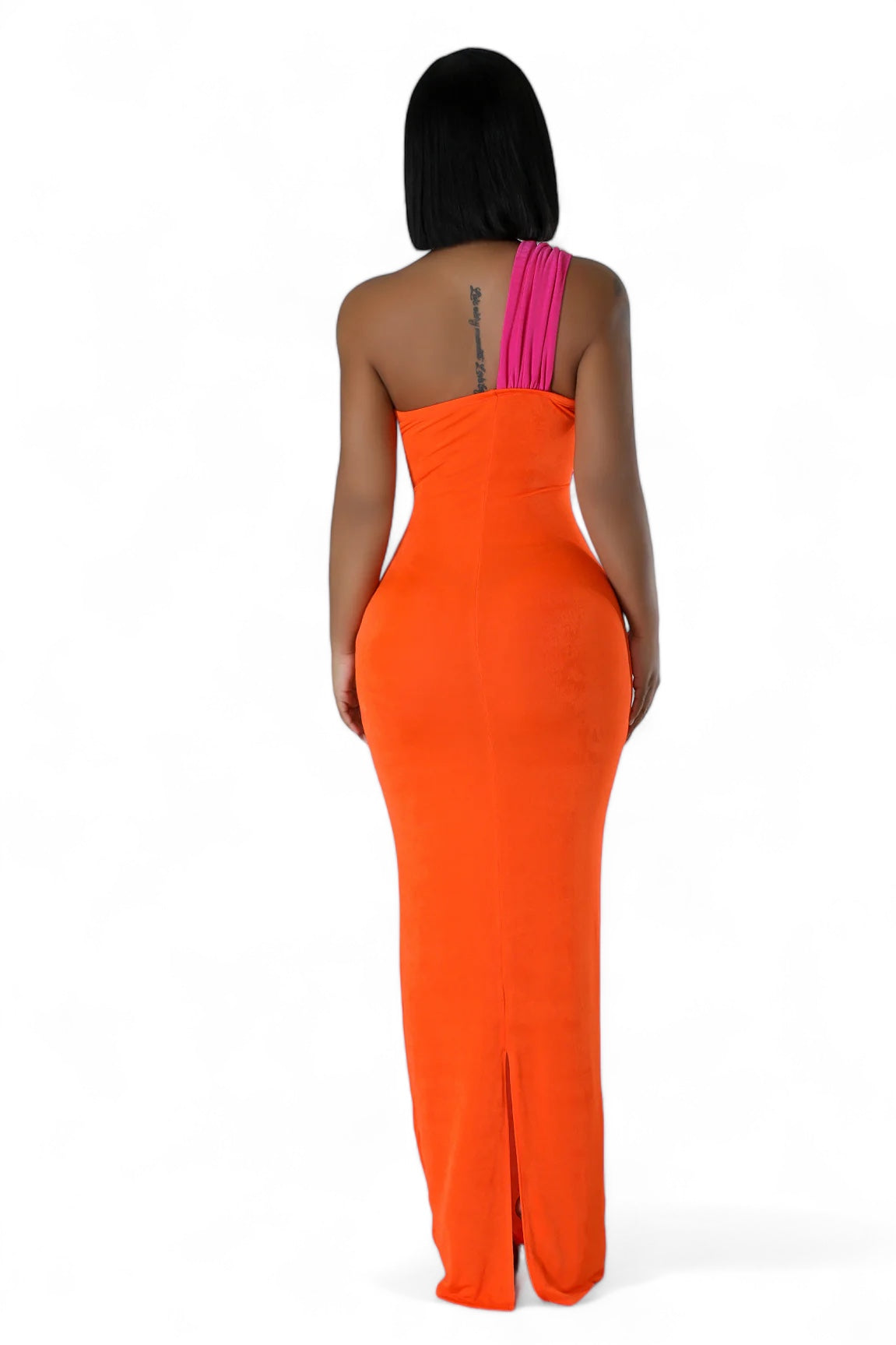 Color Block Twist Knot Cutout Maxi Dress