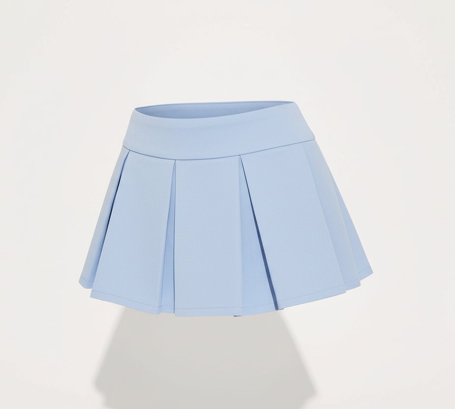 Pleated Mini Skirt, Blue
