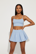 Pleated Mini Skirt, Blue