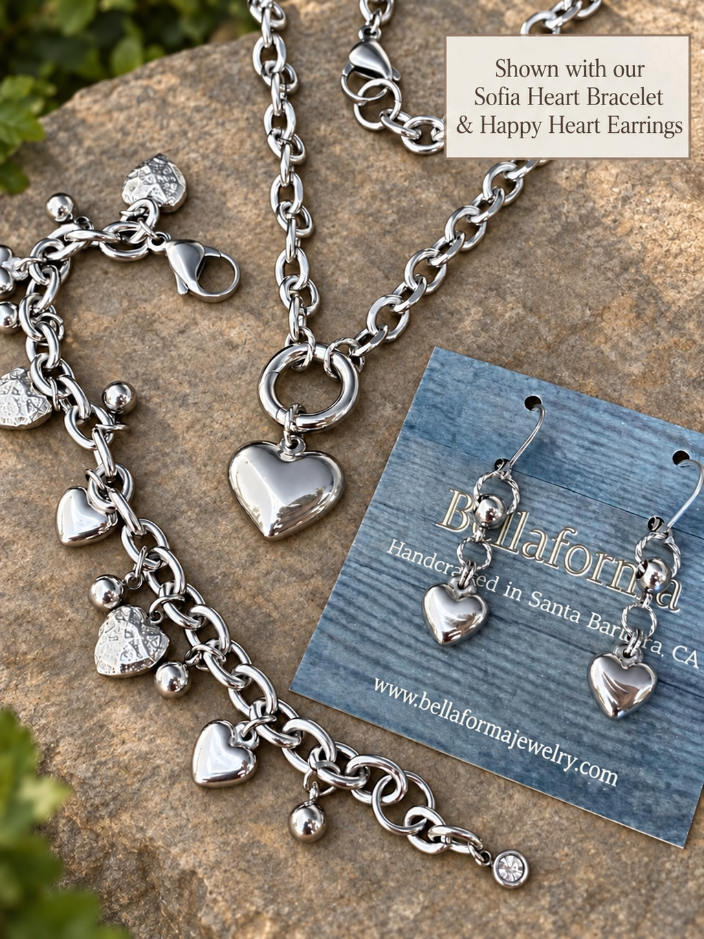 Bellaforma Sofia Stainless Steel Heart Necklace
