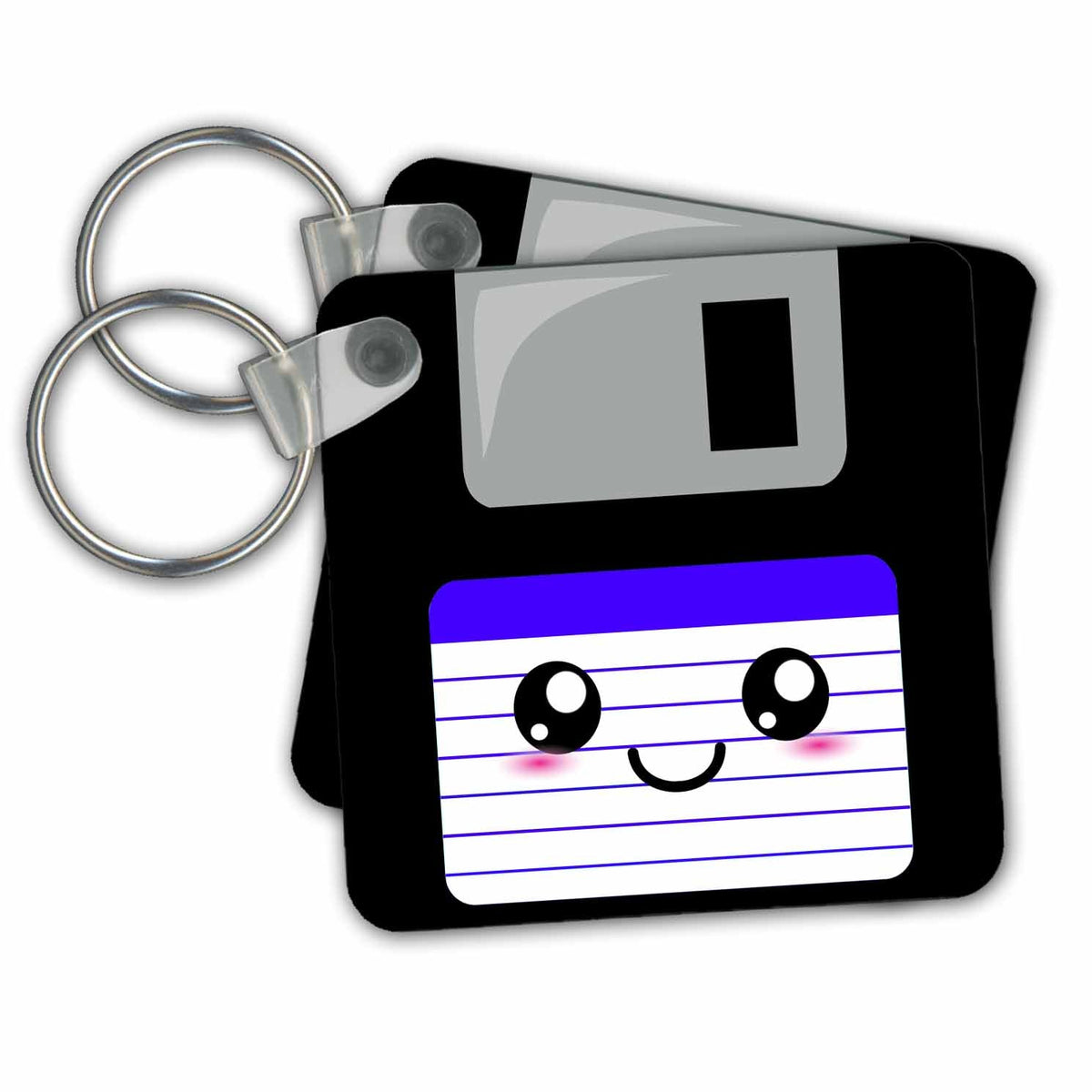3dRose Happy Floppy Disk Keychain