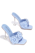 The Lania Blue Bloom Mule Heels