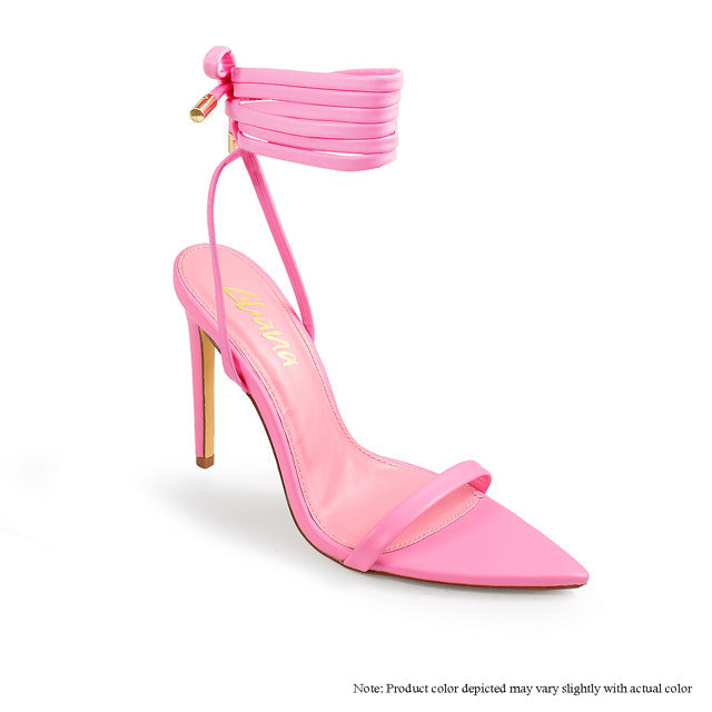 Laurent Lace-Up Stiletto Sandal | Wrap Ankle Tie & Pointed Toe