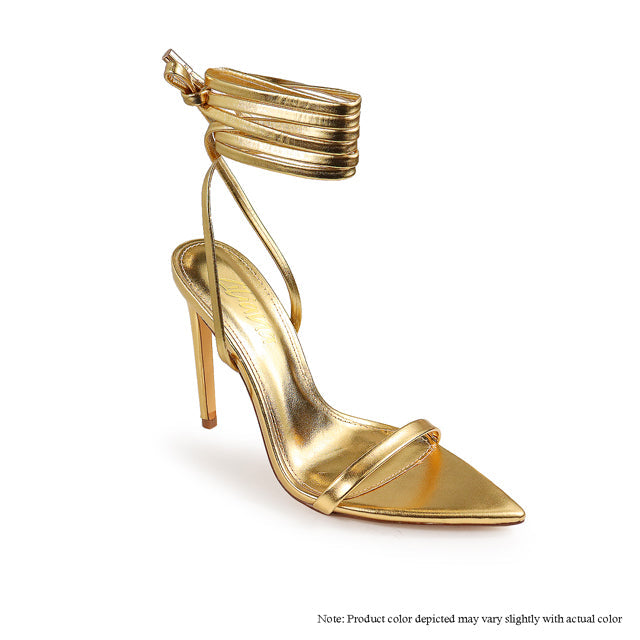 Laurent Lace-Up Stiletto Sandal | Wrap Ankle Tie & Pointed Toe
