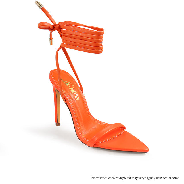 Laurent Lace-Up Stiletto Sandal | Wrap Ankle Tie & Pointed Toe