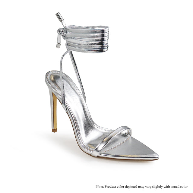 Laurent Lace-Up Stiletto Sandal | Wrap Ankle Tie & Pointed Toe