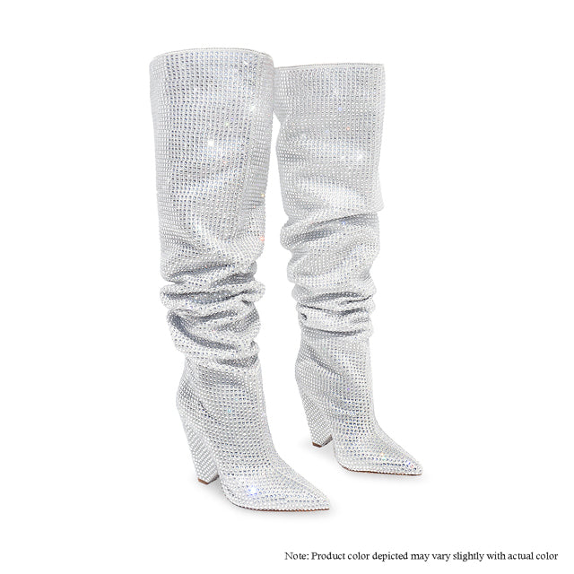 The Silver Spotlight Slouch Boots