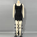 Disc Fever 3D Wafer Apliqué Disc Tassel Bandage Bodycon Mini Dress